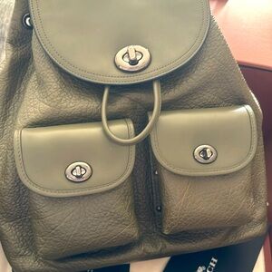 Coach Green Backpack with Turnlock Hardware